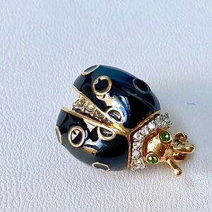 Vintage St. John Gold and Black Enamel Ladybug Brooch RARE